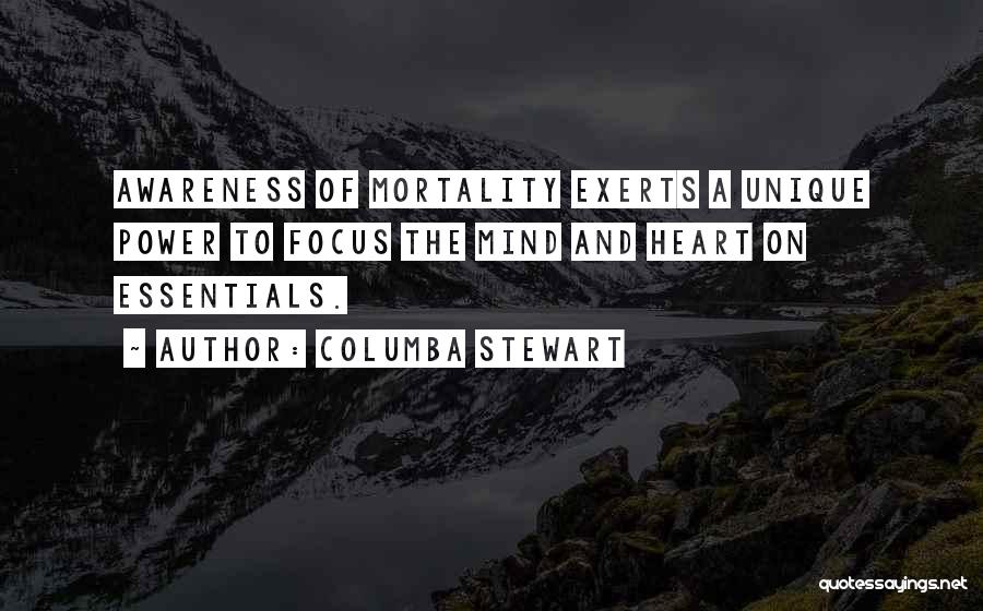 Columba Stewart Quotes: Awareness Of Mortality Exerts A Unique Power To Focus The Mind And Heart On Essentials.