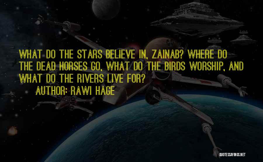 Rawi Hage Quotes: What Do The Stars Believe In, Zainab? Where Do The Dead Horses Go, What Do The Birds Worship, And What