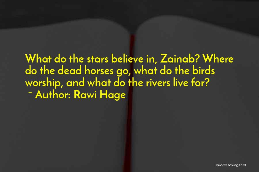 Rawi Hage Quotes: What Do The Stars Believe In, Zainab? Where Do The Dead Horses Go, What Do The Birds Worship, And What