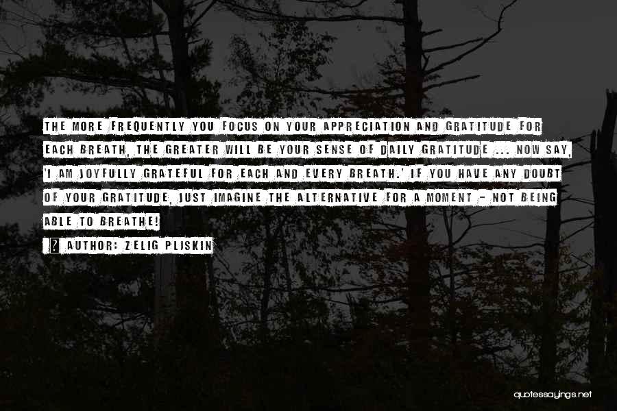 Zelig Pliskin Quotes: The More Frequently You Focus On Your Appreciation And Gratitude For Each Breath, The Greater Will Be Your Sense Of