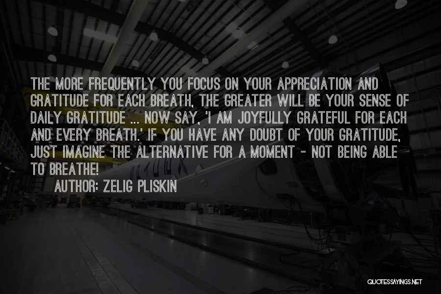 Zelig Pliskin Quotes: The More Frequently You Focus On Your Appreciation And Gratitude For Each Breath, The Greater Will Be Your Sense Of