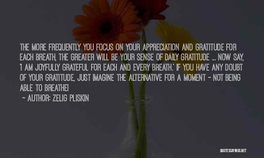 Zelig Pliskin Quotes: The More Frequently You Focus On Your Appreciation And Gratitude For Each Breath, The Greater Will Be Your Sense Of