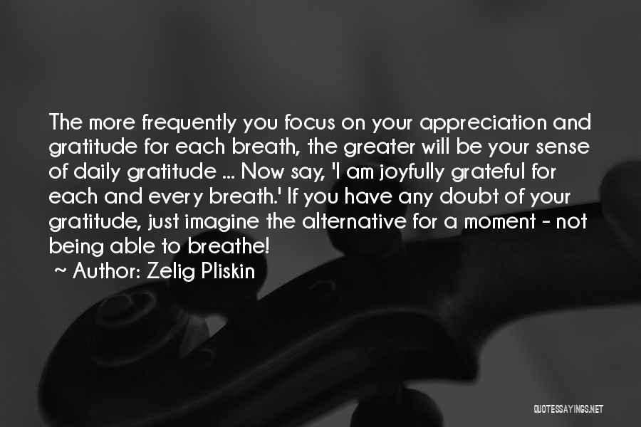 Zelig Pliskin Quotes: The More Frequently You Focus On Your Appreciation And Gratitude For Each Breath, The Greater Will Be Your Sense Of