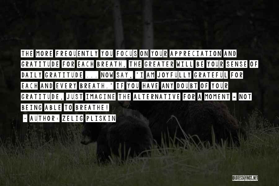 Zelig Pliskin Quotes: The More Frequently You Focus On Your Appreciation And Gratitude For Each Breath, The Greater Will Be Your Sense Of