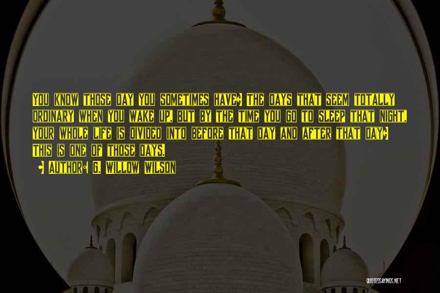 G. Willow Wilson Quotes: You Know Those Day You Sometimes Have? The Days That Seem Totally Ordinary When You Wake Up, But By The