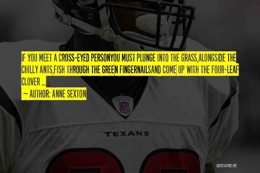 Anne Sexton Quotes: If You Meet A Cross-eyed Personyou Must Plunge Into The Grass,alongside The Chilly Ants,fish Through The Green Fingernailsand Come Up