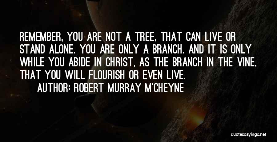 Robert Murray M'Cheyne Quotes: Remember, You Are Not A Tree, That Can Live Or Stand Alone. You Are Only A Branch. And It Is