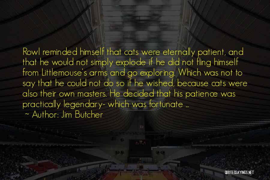Jim Butcher Quotes: Rowl Reminded Himself That Cats Were Eternally Patient, And That He Would Not Simply Explode If He Did Not Fling