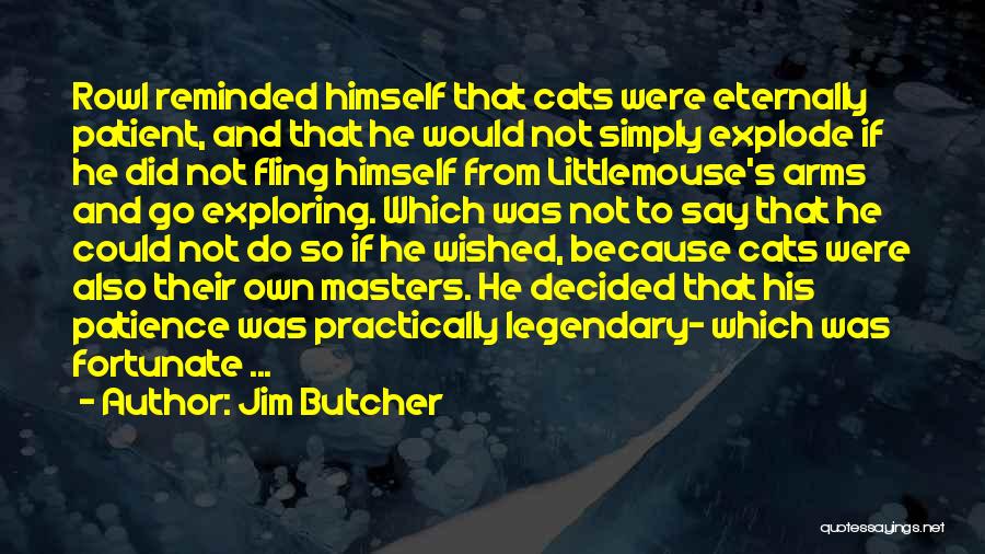 Jim Butcher Quotes: Rowl Reminded Himself That Cats Were Eternally Patient, And That He Would Not Simply Explode If He Did Not Fling