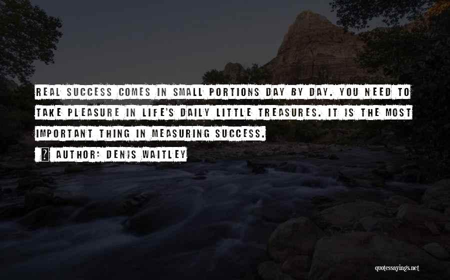 Denis Waitley Quotes: Real Success Comes In Small Portions Day By Day. You Need To Take Pleasure In Life's Daily Little Treasures. It