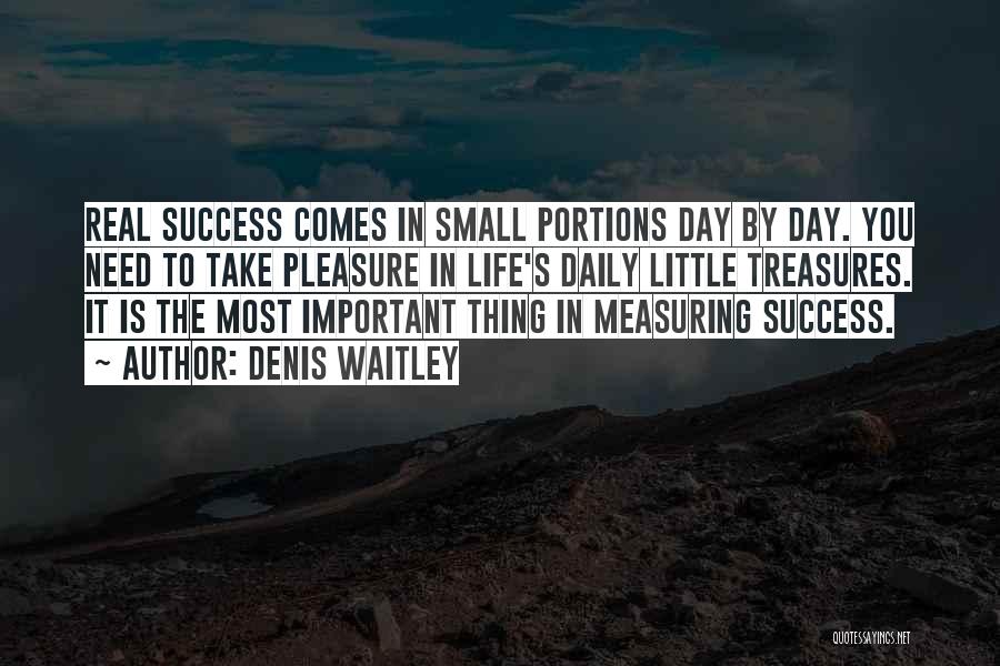 Denis Waitley Quotes: Real Success Comes In Small Portions Day By Day. You Need To Take Pleasure In Life's Daily Little Treasures. It