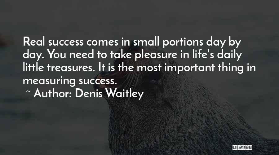 Denis Waitley Quotes: Real Success Comes In Small Portions Day By Day. You Need To Take Pleasure In Life's Daily Little Treasures. It