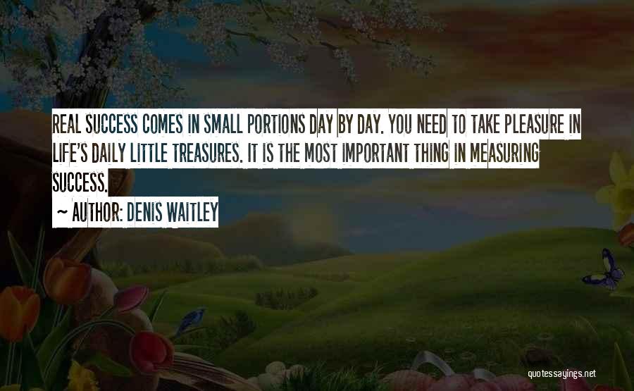 Denis Waitley Quotes: Real Success Comes In Small Portions Day By Day. You Need To Take Pleasure In Life's Daily Little Treasures. It