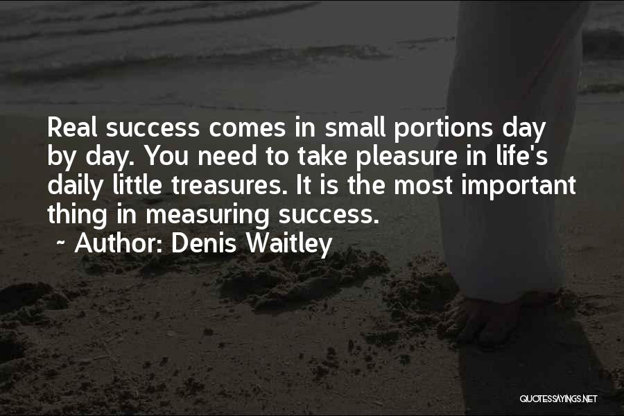 Denis Waitley Quotes: Real Success Comes In Small Portions Day By Day. You Need To Take Pleasure In Life's Daily Little Treasures. It