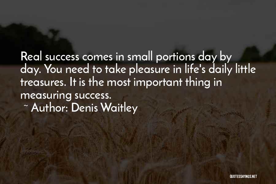 Denis Waitley Quotes: Real Success Comes In Small Portions Day By Day. You Need To Take Pleasure In Life's Daily Little Treasures. It