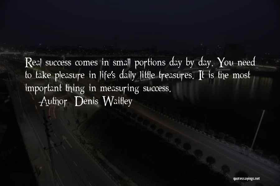 Denis Waitley Quotes: Real Success Comes In Small Portions Day By Day. You Need To Take Pleasure In Life's Daily Little Treasures. It
