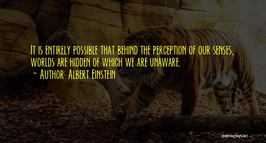 Albert Einstein Quotes: It Is Entirely Possible That Behind The Perception Of Our Senses, Worlds Are Hidden Of Which We Are Unaware.