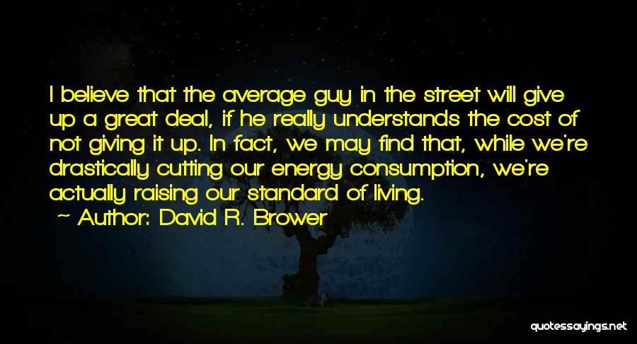 David R. Brower Quotes: I Believe That The Average Guy In The Street Will Give Up A Great Deal, If He Really Understands The