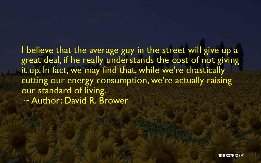 David R. Brower Quotes: I Believe That The Average Guy In The Street Will Give Up A Great Deal, If He Really Understands The