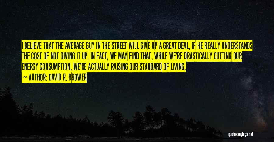 David R. Brower Quotes: I Believe That The Average Guy In The Street Will Give Up A Great Deal, If He Really Understands The