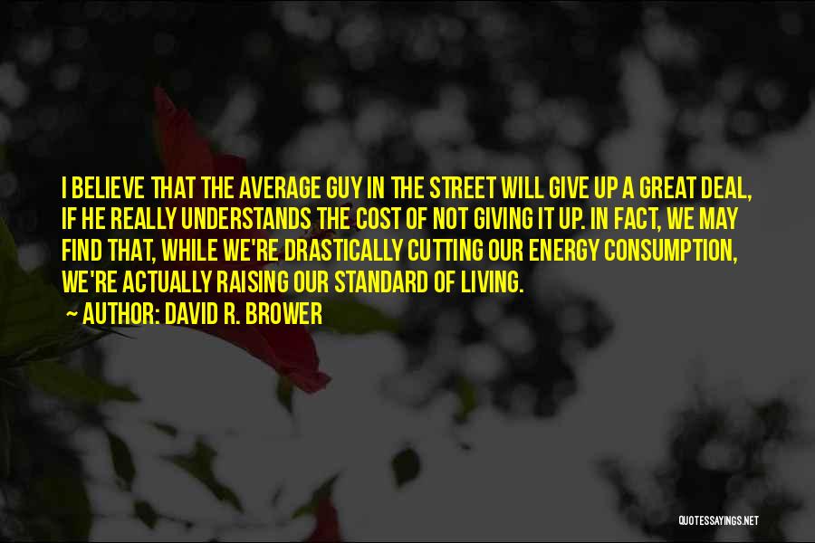 David R. Brower Quotes: I Believe That The Average Guy In The Street Will Give Up A Great Deal, If He Really Understands The