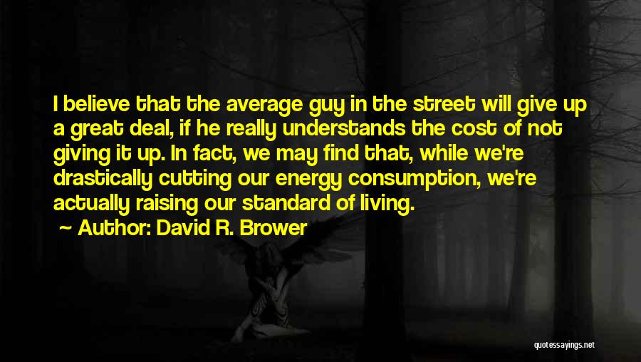 David R. Brower Quotes: I Believe That The Average Guy In The Street Will Give Up A Great Deal, If He Really Understands The