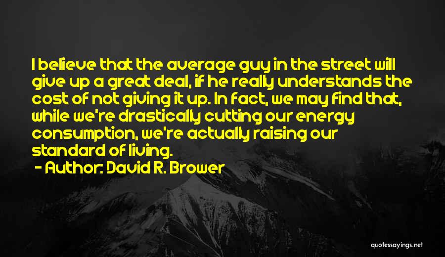 David R. Brower Quotes: I Believe That The Average Guy In The Street Will Give Up A Great Deal, If He Really Understands The