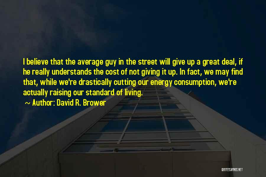 David R. Brower Quotes: I Believe That The Average Guy In The Street Will Give Up A Great Deal, If He Really Understands The