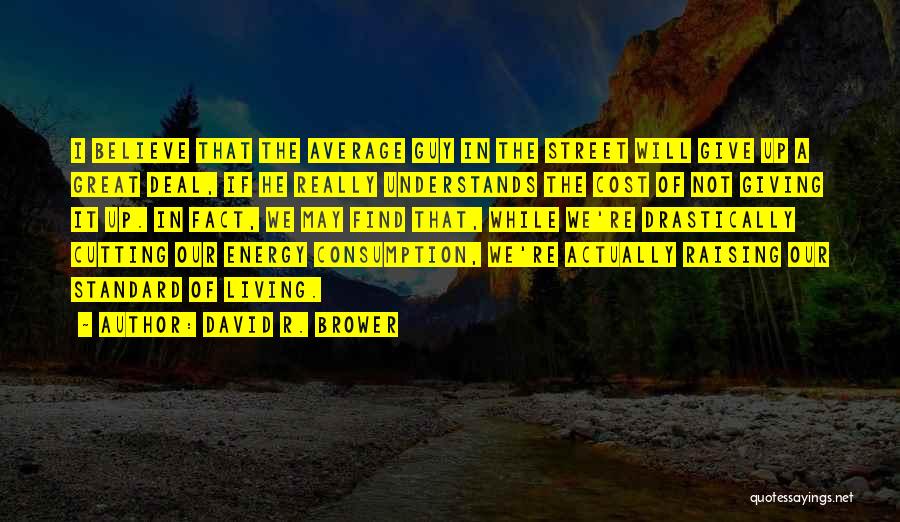 David R. Brower Quotes: I Believe That The Average Guy In The Street Will Give Up A Great Deal, If He Really Understands The