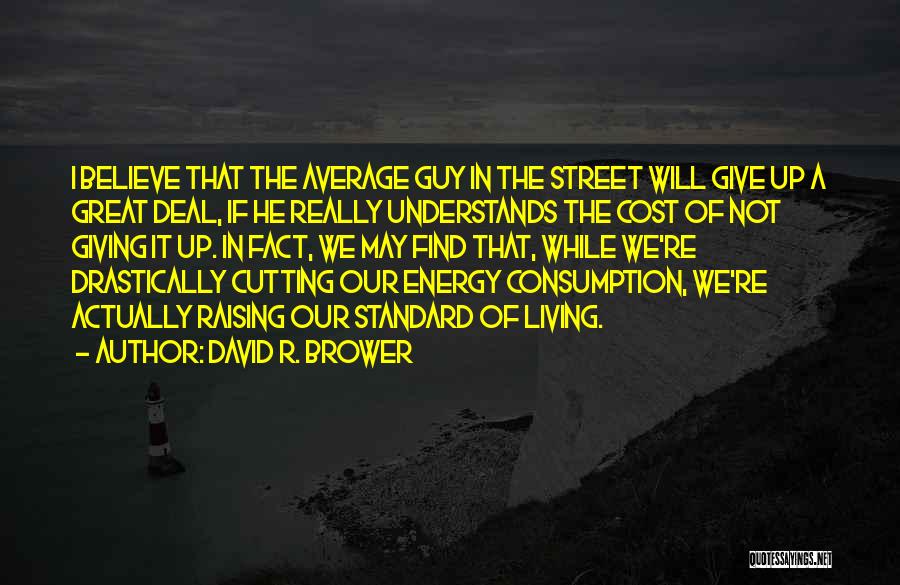 David R. Brower Quotes: I Believe That The Average Guy In The Street Will Give Up A Great Deal, If He Really Understands The