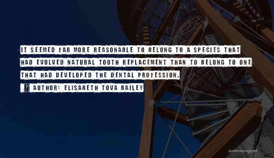 Elisabeth Tova Bailey Quotes: It Seemed Far More Reasonable To Belong To A Species That Had Evolved Natural Tooth Replacement Than To Belong To
