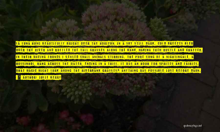 Julie Berry Quotes: La Luna Hung Beautifully Bright Over The Horizon, In A Sky Still Dark. Cold Breezes Blew Over The River And