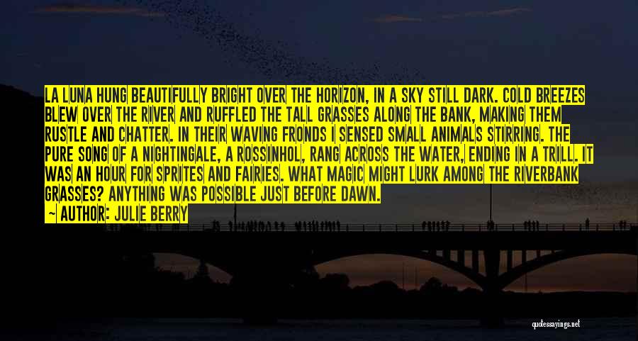 Julie Berry Quotes: La Luna Hung Beautifully Bright Over The Horizon, In A Sky Still Dark. Cold Breezes Blew Over The River And