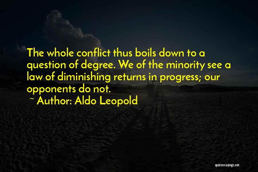 Aldo Leopold Quotes: The Whole Conflict Thus Boils Down To A Question Of Degree. We Of The Minority See A Law Of Diminishing