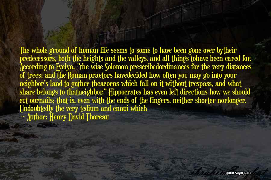 Henry David Thoreau Quotes: The Whole Ground Of Human Life Seems To Some To Have Been Gone Over Bytheir Predecessors, Both The Heights And