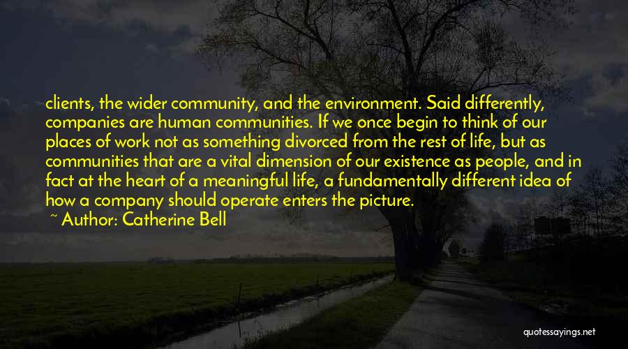 Catherine Bell Quotes: Clients, The Wider Community, And The Environment. Said Differently, Companies Are Human Communities. If We Once Begin To Think Of