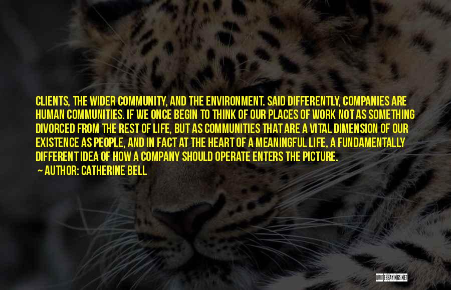 Catherine Bell Quotes: Clients, The Wider Community, And The Environment. Said Differently, Companies Are Human Communities. If We Once Begin To Think Of