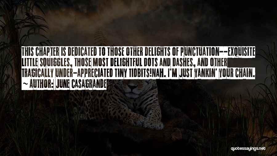 June Casagrande Quotes: This Chapter Is Dedicated To Those Other Delights Of Punctuation--exquisite Little Squiggles, Those Most Delightful Dots And Dashes, And Other