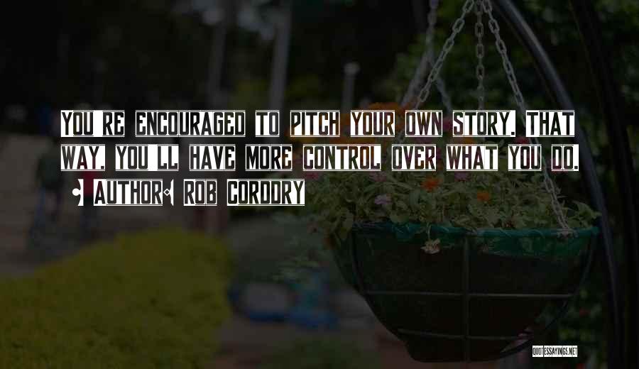 Rob Corddry Quotes: You're Encouraged To Pitch Your Own Story. That Way, You'll Have More Control Over What You Do.