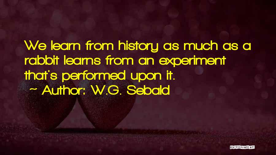 W.G. Sebald Quotes: We Learn From History As Much As A Rabbit Learns From An Experiment That's Performed Upon It.