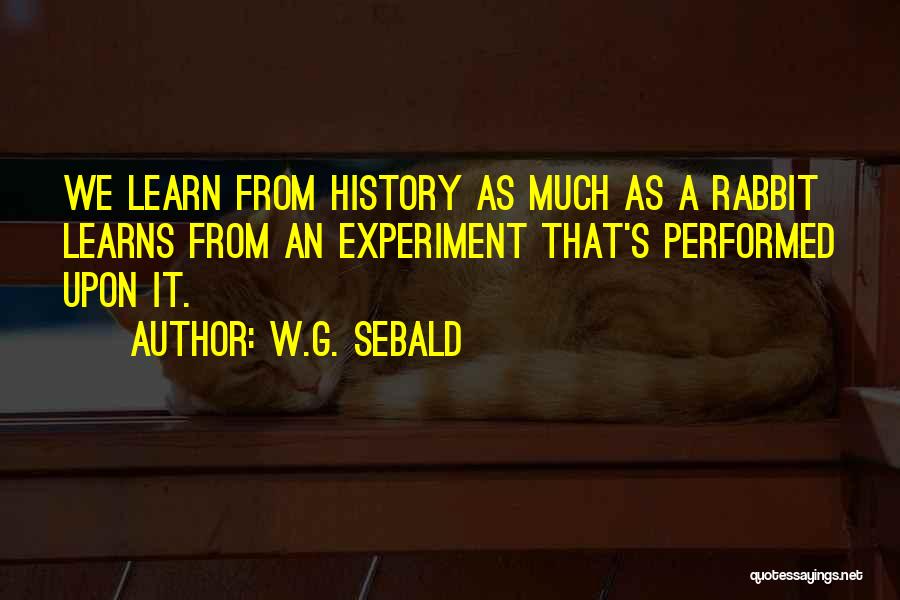 W.G. Sebald Quotes: We Learn From History As Much As A Rabbit Learns From An Experiment That's Performed Upon It.