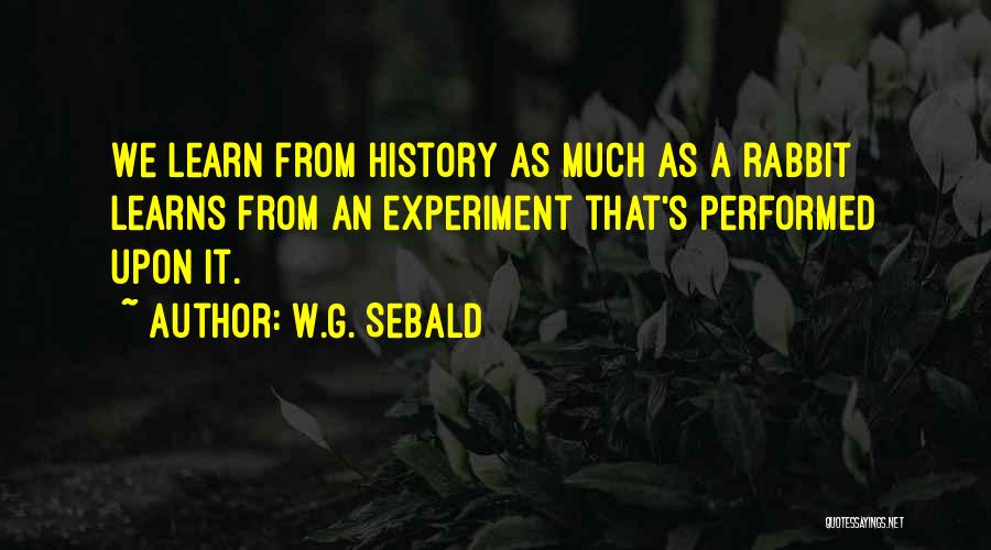 W.G. Sebald Quotes: We Learn From History As Much As A Rabbit Learns From An Experiment That's Performed Upon It.