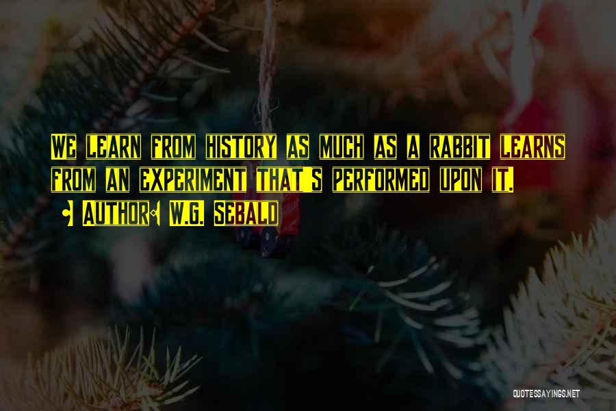 W.G. Sebald Quotes: We Learn From History As Much As A Rabbit Learns From An Experiment That's Performed Upon It.