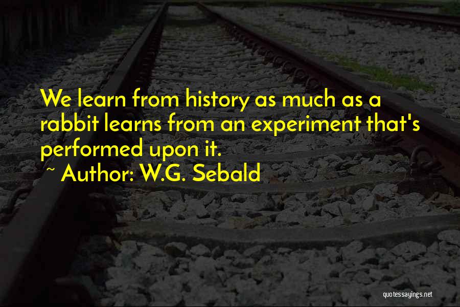 W.G. Sebald Quotes: We Learn From History As Much As A Rabbit Learns From An Experiment That's Performed Upon It.