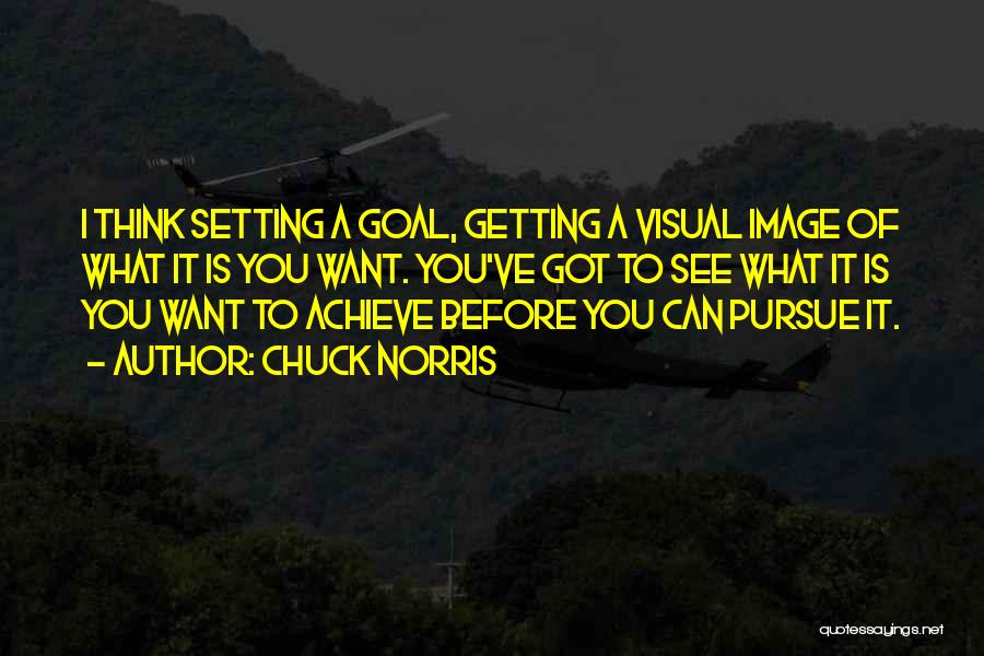 Chuck Norris Quotes: I Think Setting A Goal, Getting A Visual Image Of What It Is You Want. You've Got To See What