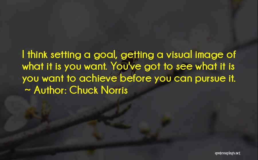 Chuck Norris Quotes: I Think Setting A Goal, Getting A Visual Image Of What It Is You Want. You've Got To See What