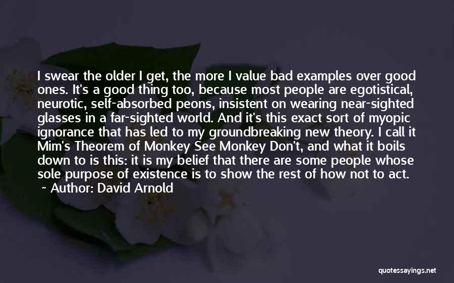 David Arnold Quotes: I Swear The Older I Get, The More I Value Bad Examples Over Good Ones. It's A Good Thing Too,