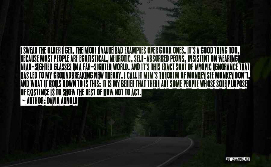 David Arnold Quotes: I Swear The Older I Get, The More I Value Bad Examples Over Good Ones. It's A Good Thing Too,