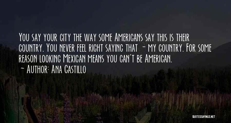 Ana Castillo Quotes: You Say Your City The Way Some Americans Say This Is Their Country. You Never Feel Right Saying That -