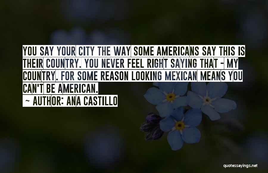 Ana Castillo Quotes: You Say Your City The Way Some Americans Say This Is Their Country. You Never Feel Right Saying That -